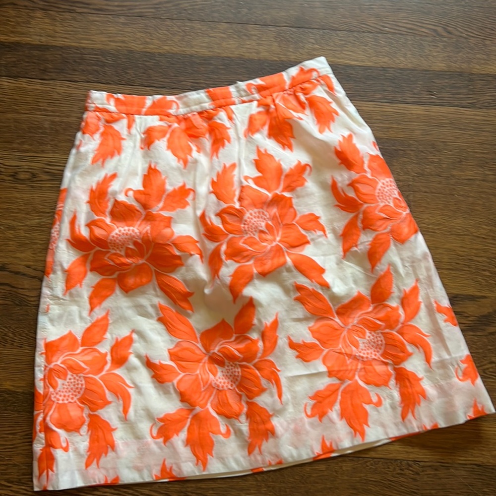 Printed Orange and Cream Floral J. Crew skirt